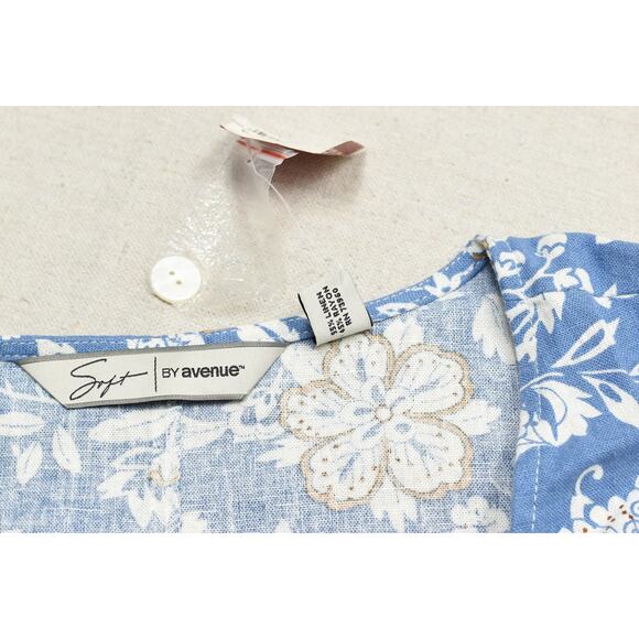 Soft By Avenue Dress Womens Large Linen Blend Sleeveless Floral Summer Casual - Picture 8 of 8